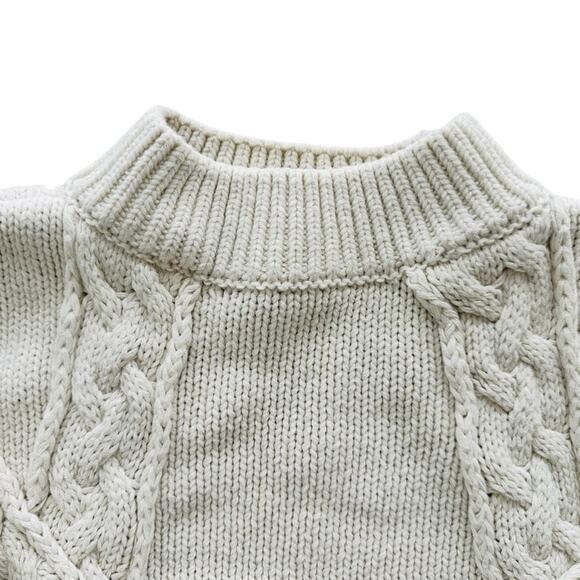 Sabo Skirt Chunky Cable Knit Sweater Cream Size Large Boxy Oversized - Picture 2 of 8